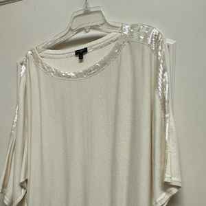 Talbots sequin dolman sweater, size 1X, ivory